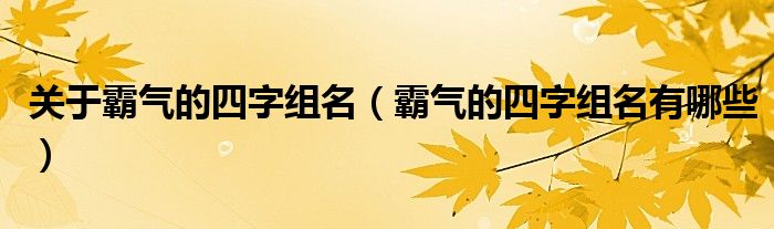 霸气的四字组名有哪些(关于霸气的四字组名)