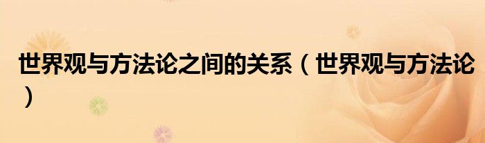 世界观与方法论(世界观与方法论之间的关系)