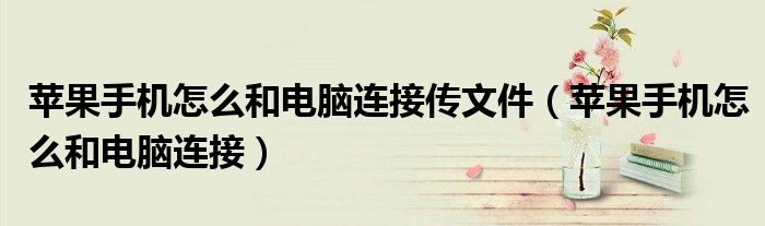 苹果手机怎么和电脑连接(苹果手机怎么和电脑连接传文件)