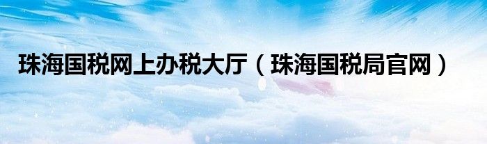 珠海国税局官网(珠海国税网上办税大厅)