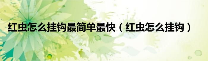 红虫怎么挂钩(红虫怎么挂钩最简单最快)