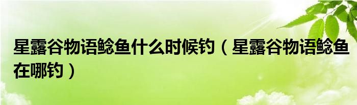 星露谷物语鲶鱼在哪钓(星露谷物语鲶鱼什么时候钓)