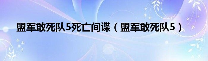 盟军敢死队5(盟军敢死队5死亡间谍)