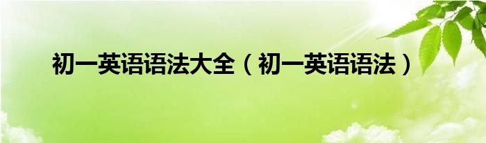 初一英语语法(初一英语语法大全)