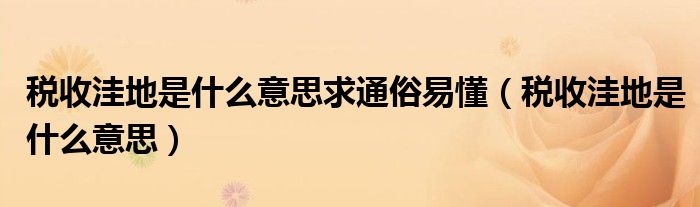 税收洼地是什么意思(税收洼地是什么意思求通俗易懂)