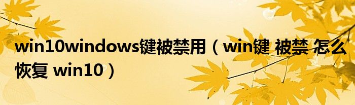 win键 被禁 怎么恢复 win10(win10windows键被禁用)
