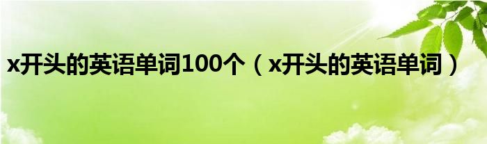 x开头的英语单词(x开头的英语单词100个)