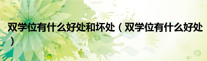 双学位有什么好处(双学位有什么好处和坏处)