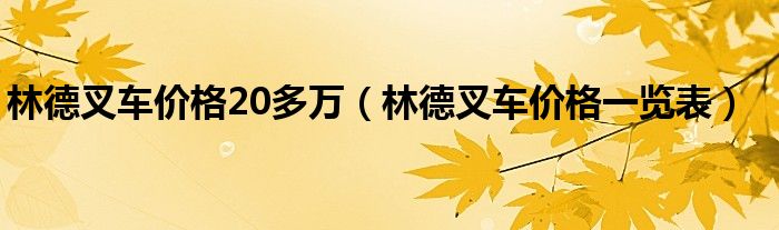 林德叉车价格一览表(林德叉车价格20多万)