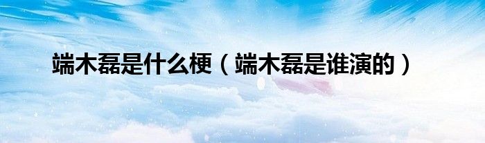 端木磊是谁演的(端木磊是什么梗)