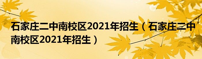 石家庄二中南校区2021年招生(石家庄二中南校区2021年招生)