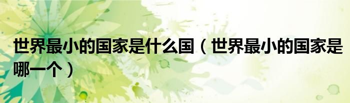 世界最小的国家是哪一个(世界最小的国家是什么国)