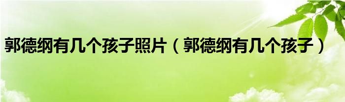 郭德纲有几个孩子(郭德纲有几个孩子照片)