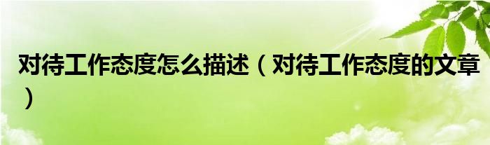 对待工作态度的文章(对待工作态度怎么描述)