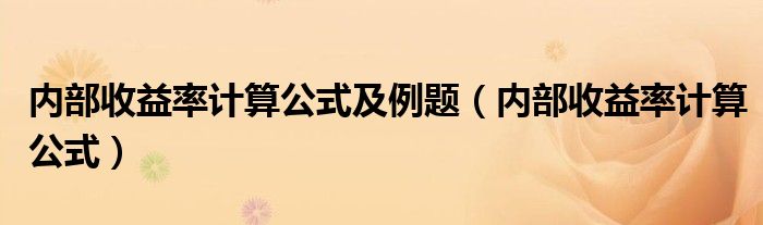 内部收益率计算公式(内部收益率计算公式及例题)