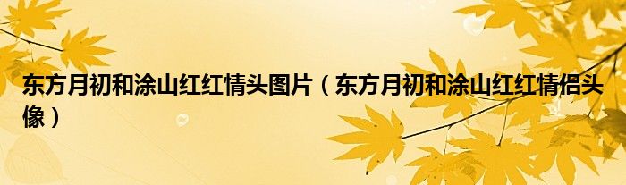 东方月初和涂山红红情侣头像(东方月初和涂山红红情头图片)