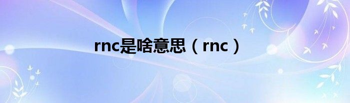 rnc(rnc是啥意思)