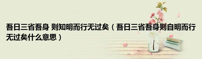 吾日三省吾身则自明而行无过矣什么意思(吾日三省吾身 则知明而行无过矣)