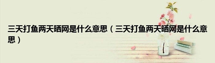 三天打鱼两天晒网是什么意思(三天打鱼两天晒网是什么意思)