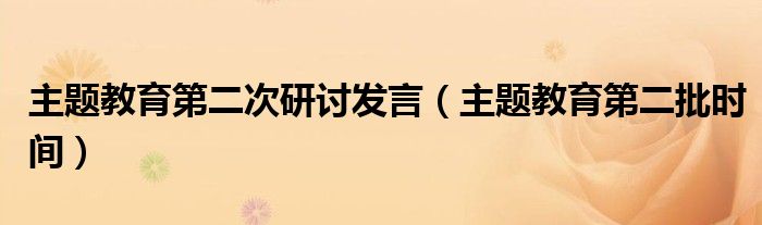 主题教育第二批时间(主题教育第二次研讨发言)