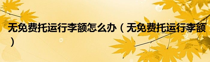 无免费托运行李额(无免费托运行李额怎么办)