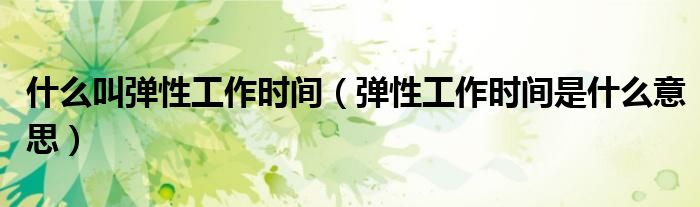 弹性工作时间是什么意思(什么叫弹性工作时间)