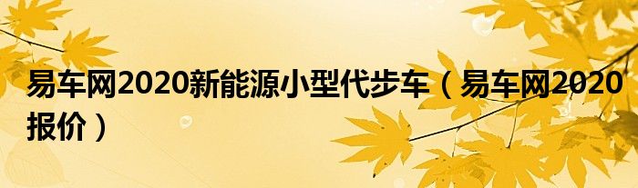 易车网2020报价(易车网2020新能源小型代步车)