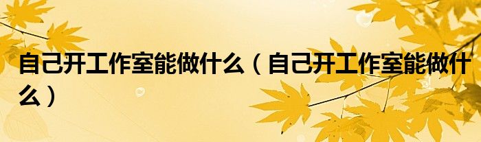 自己开工作室能做什么(自己开工作室能做什么)