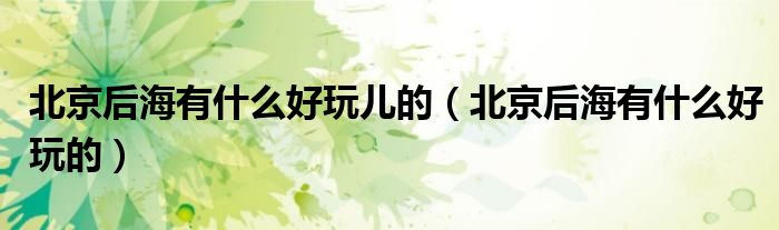 北京后海有什么好玩的(北京后海有什么好玩儿的)