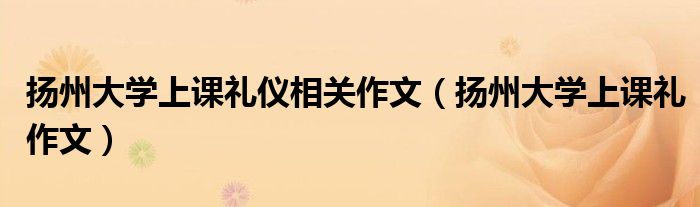 扬州大学上课礼作文(扬州大学上课礼仪相关作文)