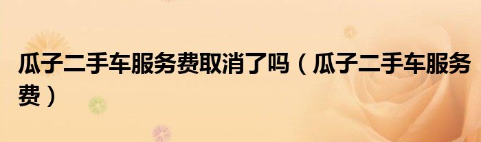 瓜子二手车服务费(瓜子二手车服务费取消了吗)