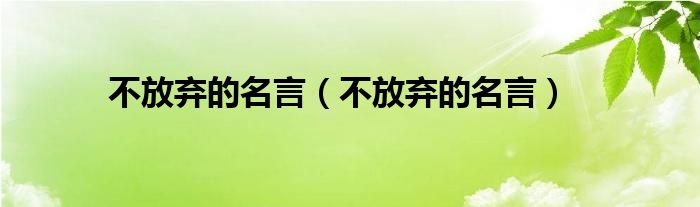 不放弃的名言(不放弃的名言)