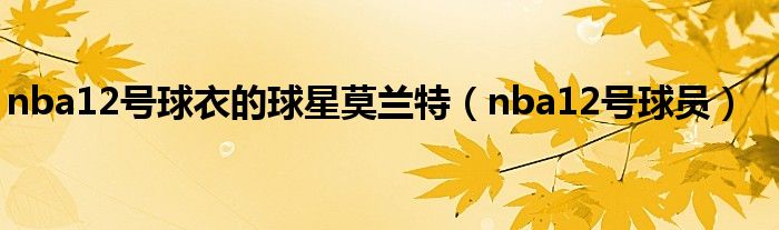nba12号球员(nba12号球衣的球星莫兰特)