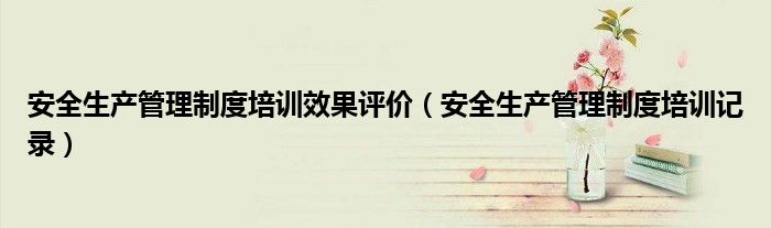 安全生产管理制度培训记录(安全生产管理制度培训效果评价)