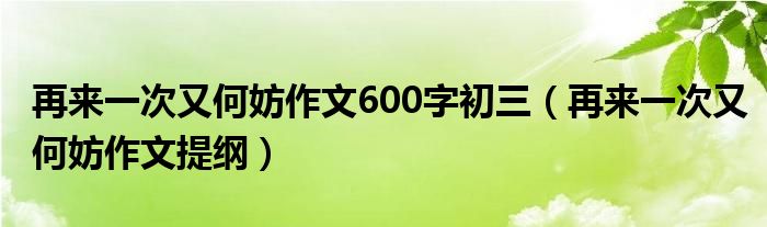 再来一次又何妨作文提纲(再来一次又何妨作文600字初三)