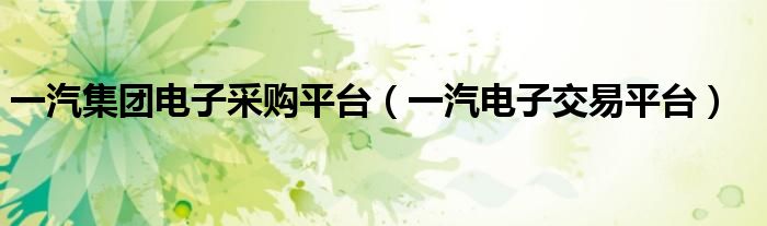 一汽电子交易平台(一汽集团电子采购平台)