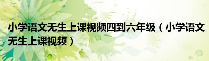 小学语文无生上课视频(小学语文无生上课视频四到六年级)