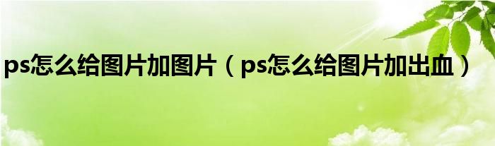 ps怎么给图片加出血(ps怎么给图片加图片)