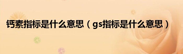 gs指标是什么意思(钙素指标是什么意思)