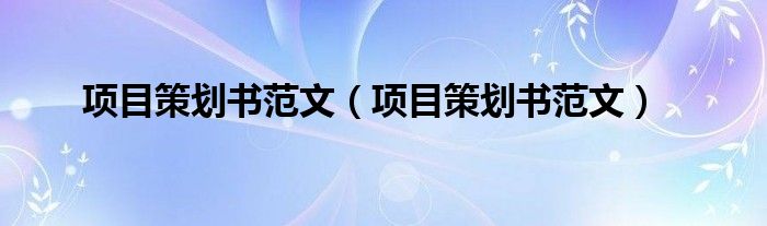 项目策划书范文(项目策划书范文)