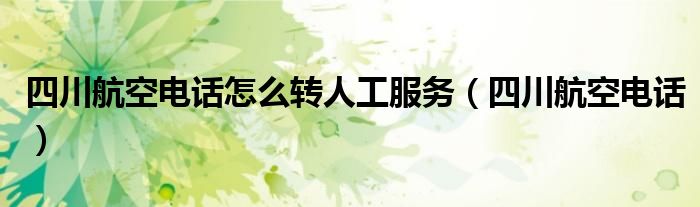 四川航空电话(四川航空电话怎么转人工服务)