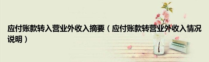 应付账款转营业外收入情况说明(应付账款转入营业外收入摘要)