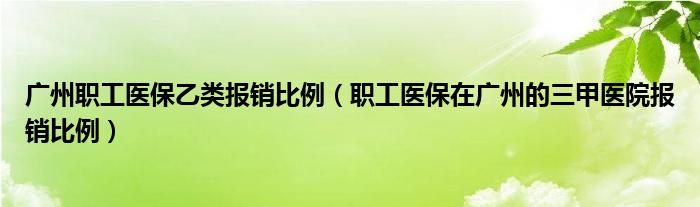 职工医保在广州的三甲医院报销比例(广州职工医保乙类报销比例)