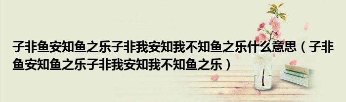 子非鱼安知鱼之乐子非我安知我不知鱼之乐(子非鱼安知鱼之乐子非我安知我不知鱼之乐什么意思)