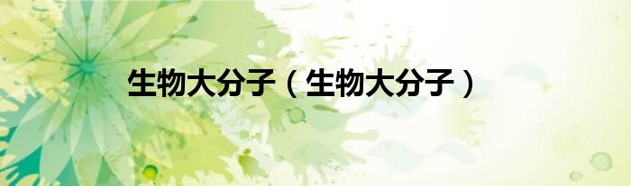 生物大分子(生物大分子)