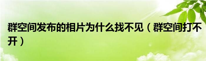 群空间打不开(群空间发布的相片为什么找不见)