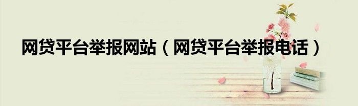 网贷平台举报电话(网贷平台举报网站)