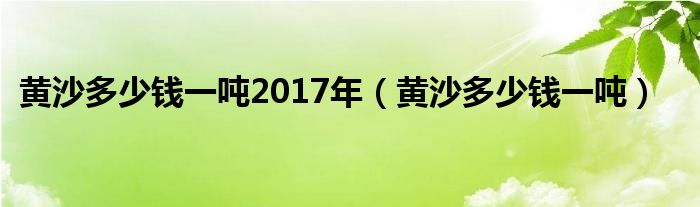 黄沙多少钱一吨(黄沙多少钱一吨2017年)