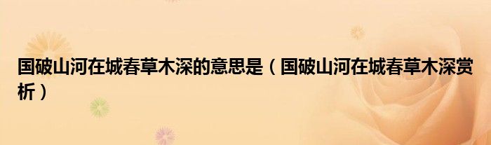 国破山河在城春草木深赏析(国破山河在城春草木深的意思是)