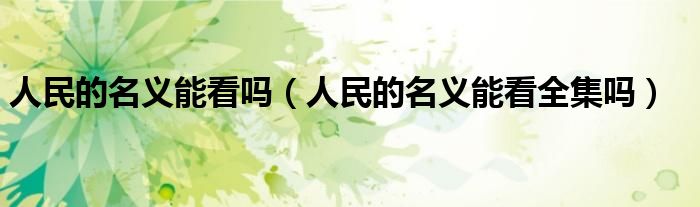 人民的名义能看全集吗(人民的名义能看吗)